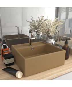Lavabo Troppopieno Quadrato Crema Opaco 41x41cm Ceramica