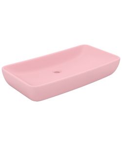 Lavandino Lusso Rettangolare Rosa Opaco 71x38 cm in Ceramica