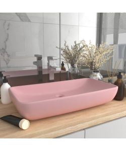 Lavandino Lusso Rettangolare Rosa Opaco 71x38 cm in Ceramica