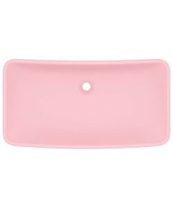 Lavandino Lusso Rettangolare Rosa Opaco 71x38 cm in Ceramica