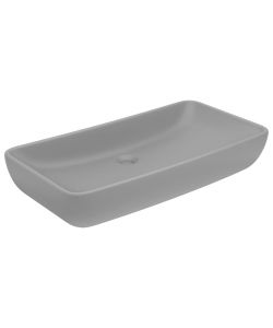 Lavabo Lusso Rettangolare Grigio Chiaro Opaco 71x38 cm Ceramica