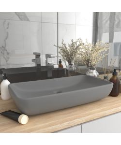 Lavabo Lusso Rettangolare Grigio Chiaro Opaco 71x38 cm Ceramica