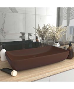 Lavabo Lusso Rettangolare Marrone Scuro Opaco 71x38 cm Ceramica