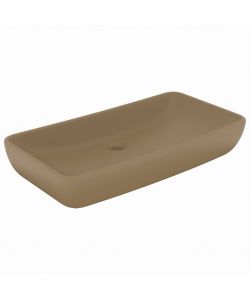 Lavandino Lusso Rettangolare Crema Opaco 71x38 cm in Ceramica
