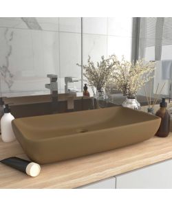 Lavandino Lusso Rettangolare Crema Opaco 71x38 cm in Ceramica