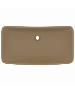 Lavandino Lusso Rettangolare Crema Opaco 71x38 cm in Ceramica
