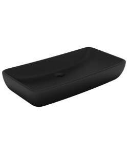 Lavandino Lusso Rettangolare Nero Opaco 71x38 cm in Ceramica