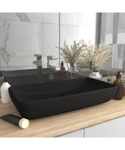 Lavandino Lusso Rettangolare Nero Opaco 71x38 cm in Ceramica