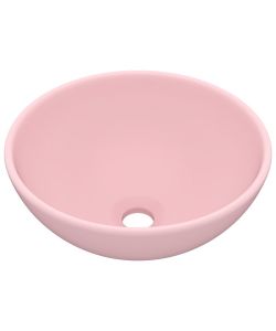 Lavandino Lusso Rotondo Rosa Opaco 32,5x14 cm in Ceramica
