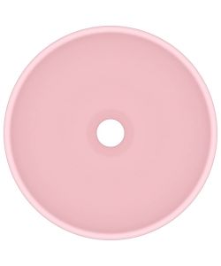 Lavandino Lusso Rotondo Rosa Opaco 32,5x14 cm in Ceramica