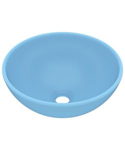 Lavandino Lusso Rotondo Azzurro Opaco 32,5x14 cm in Ceramica