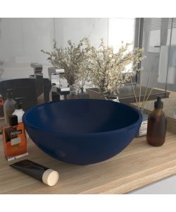 Lavandino Lusso Rotondo Blu Scuro Opaco 32,5x14 cm in Ceramica