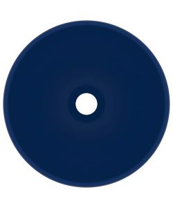 Lavandino Lusso Rotondo Blu Scuro Opaco 32,5x14 cm in Ceramica