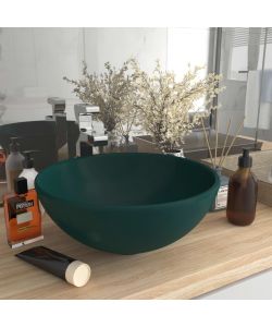 Lavandino Lusso Rotondo Verde Scuro Opaco 32,5x14 cm Ceramica