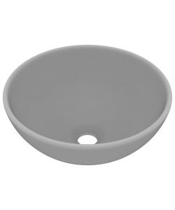 Lavandino Lusso Rotondo Grigio Chiaro Opaco 32,5x14 cm Ceramica