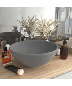 Lavandino Lusso Rotondo Grigio Chiaro Opaco 32,5x14 cm Ceramica