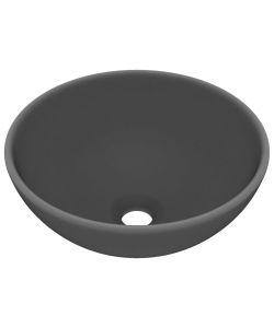 Lavandino Lusso Rotondo Grigio Scuro Opaco 32,5x14 cm Ceramica