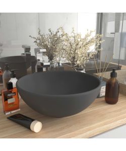Lavandino Lusso Rotondo Grigio Scuro Opaco 32,5x14 cm Ceramica
