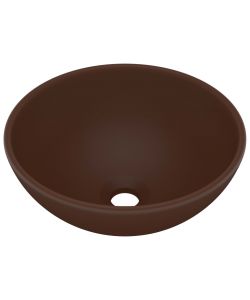 Lavandino Lusso Rotondo Marrone Scuro Opaco 32,5x14 cm Ceramica