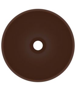 Lavandino Lusso Rotondo Marrone Scuro Opaco 32,5x14 cm Ceramica
