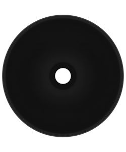 Lavandino Lusso Rotondo Nero Opaco 32,5x14 cm in Ceramica