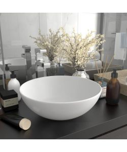 Lavandino da Bagno in Ceramica Bianco Opaco Rotondo