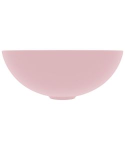 Lavandino da Bagno in Ceramica Rosa Opaco Rotondo