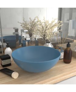Lavandino da Bagno in Ceramica Azzurro Rotondo