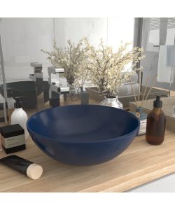 Lavandino da Bagno in Ceramica Blu Scuro Rotondo