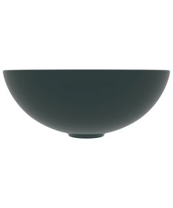 Lavandino da Bagno in Ceramica Verde Scuro Rotondo