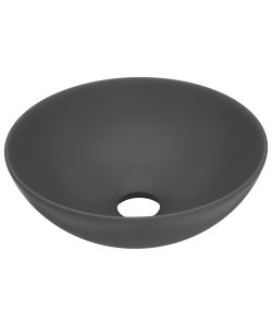 Lavandino da Bagno in Ceramica Grigio Scuro Rotondo