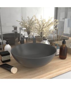 Lavandino da Bagno in Ceramica Grigio Scuro Rotondo