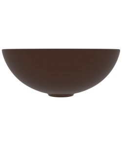 Lavandino da Bagno in Ceramica Marrone Scuro Rotondo