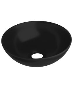 Lavandino da Bagno in Ceramica Nero Opaco Rotondo