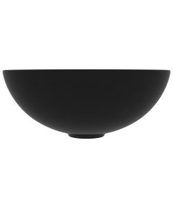 Lavandino da Bagno in Ceramica Nero Opaco Rotondo