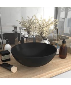 Lavandino da Bagno in Ceramica Nero Opaco Rotondo