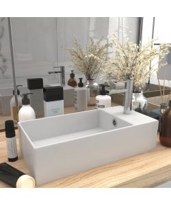 Lavandino con Troppopieno in Ceramica Bianco Opaco