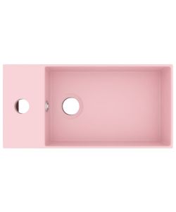 Lavandino con Troppopieno in Ceramica Rosa Opaco