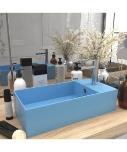 Lavandino con Troppopieno in Ceramica Azzurro