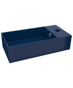 Lavandino con Troppopieno in Ceramica Blu Scuro