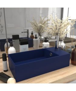 Lavandino con Troppopieno in Ceramica Blu Scuro