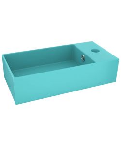 Lavandino con Troppopieno in Ceramica Verde Chiaro