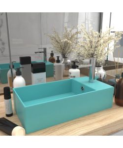 Lavandino con Troppopieno in Ceramica Verde Chiaro