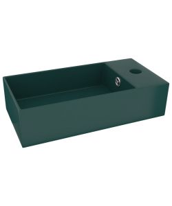 Lavandino con Troppopieno in Ceramica Verde Scuro