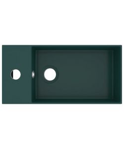 Lavandino con Troppopieno in Ceramica Verde Scuro