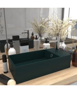 Lavandino con Troppopieno in Ceramica Verde Scuro