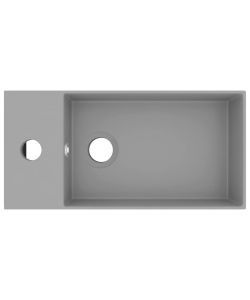 Lavandino con Troppopieno in Ceramica Grigio Chiaro
