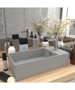 Lavandino con Troppopieno in Ceramica Grigio Chiaro