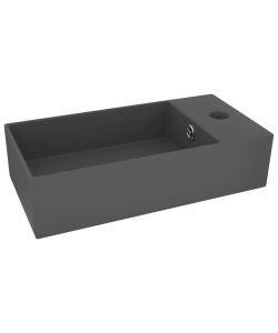 Lavandino con Troppopieno in Ceramica Grigio Scuro