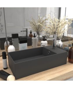 Lavandino con Troppopieno in Ceramica Grigio Scuro